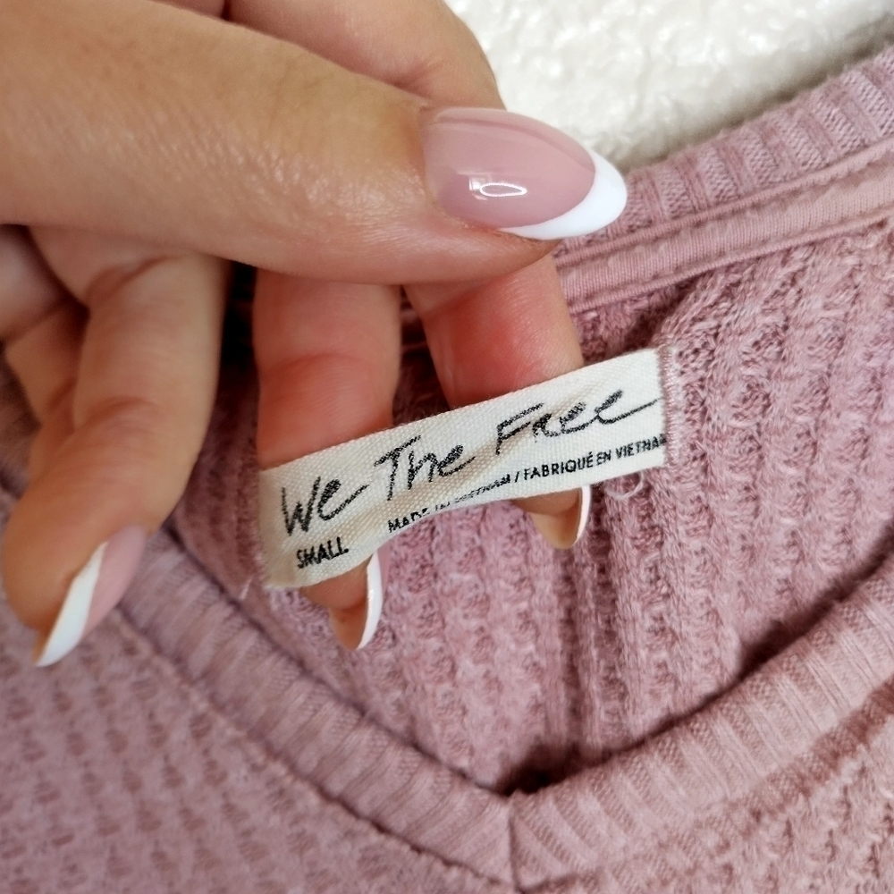Free people we the free santa clara thermal v neck shirt Maeve sz S - Picture 6 of 7